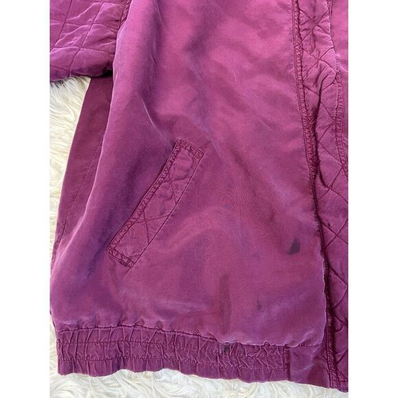 Hunt Club Womens Large Vintage Magenta Pink Silk Quilted Chore Jacket Zip Up - Picture 6 of 11